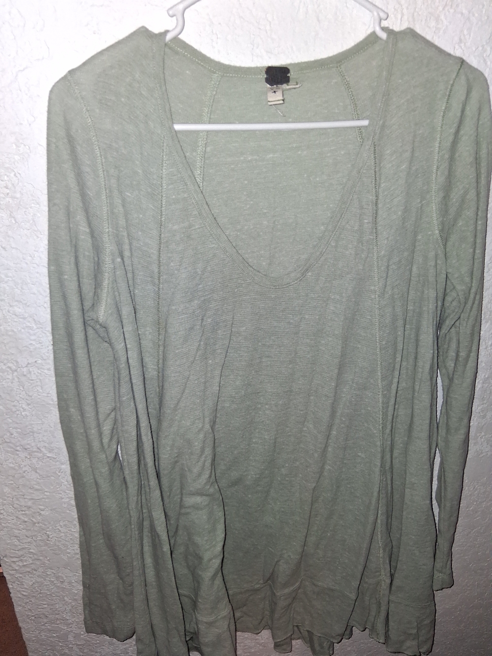We The Free Light Sage Green Long Sleeve Scoop Top